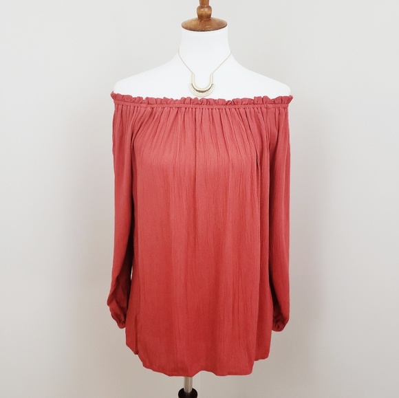 beachlunchlounge Tops - beachlunchlounge 》 Rust Off the Shoulder Top #T113